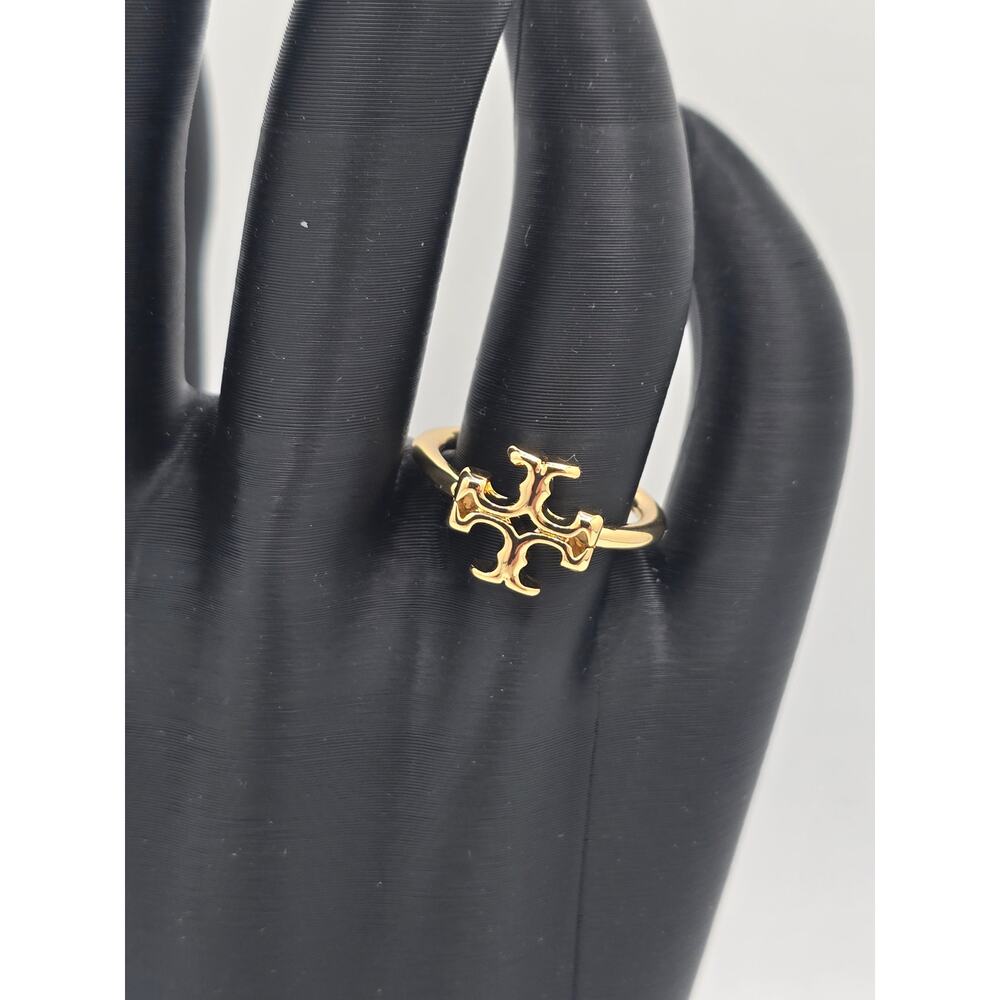Tory Burch Gold Plated Delicate DoubleT Logo KIRA Ring Size 8 - NWOT